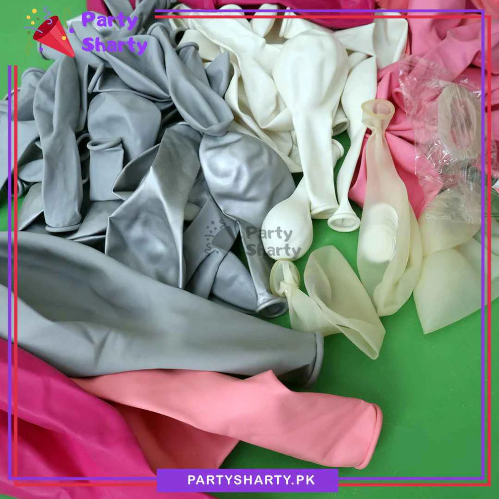 100pcs Baby Pink, Dark Pink, White & Silver Metallic Disco Balloons Garland Theme Set For Butterfly Themed Party Decoration & Celebration