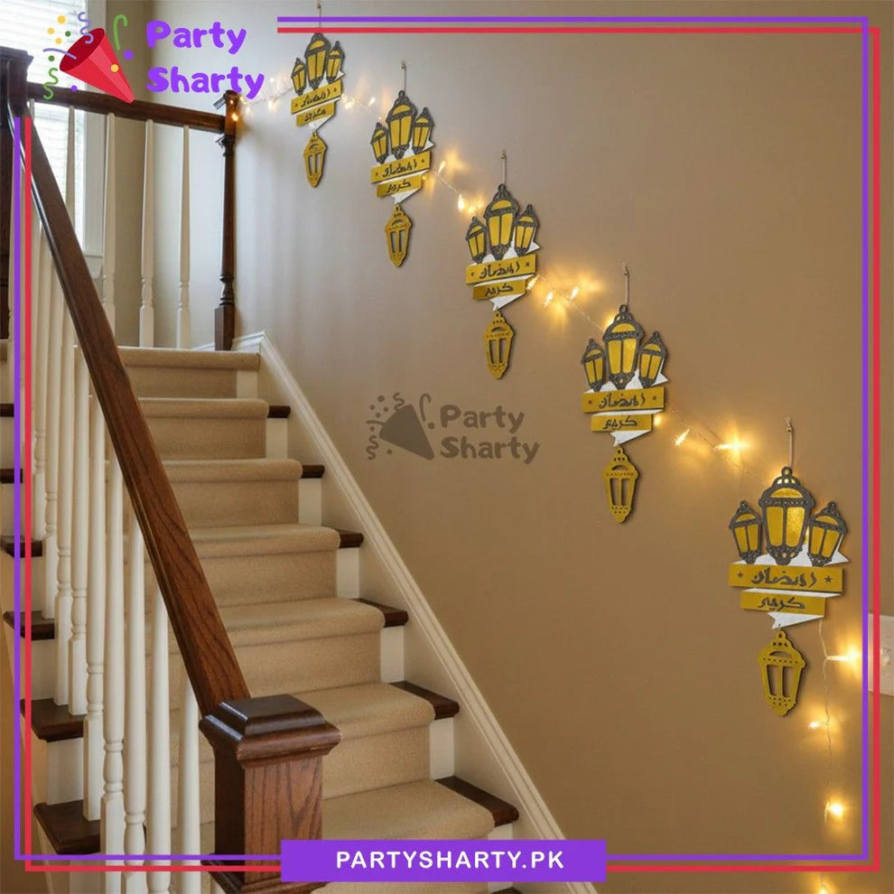 20inches Cardboard with Golden Acrylic Ramadan Kareem Lantern Hanging For Ramadan Decoration