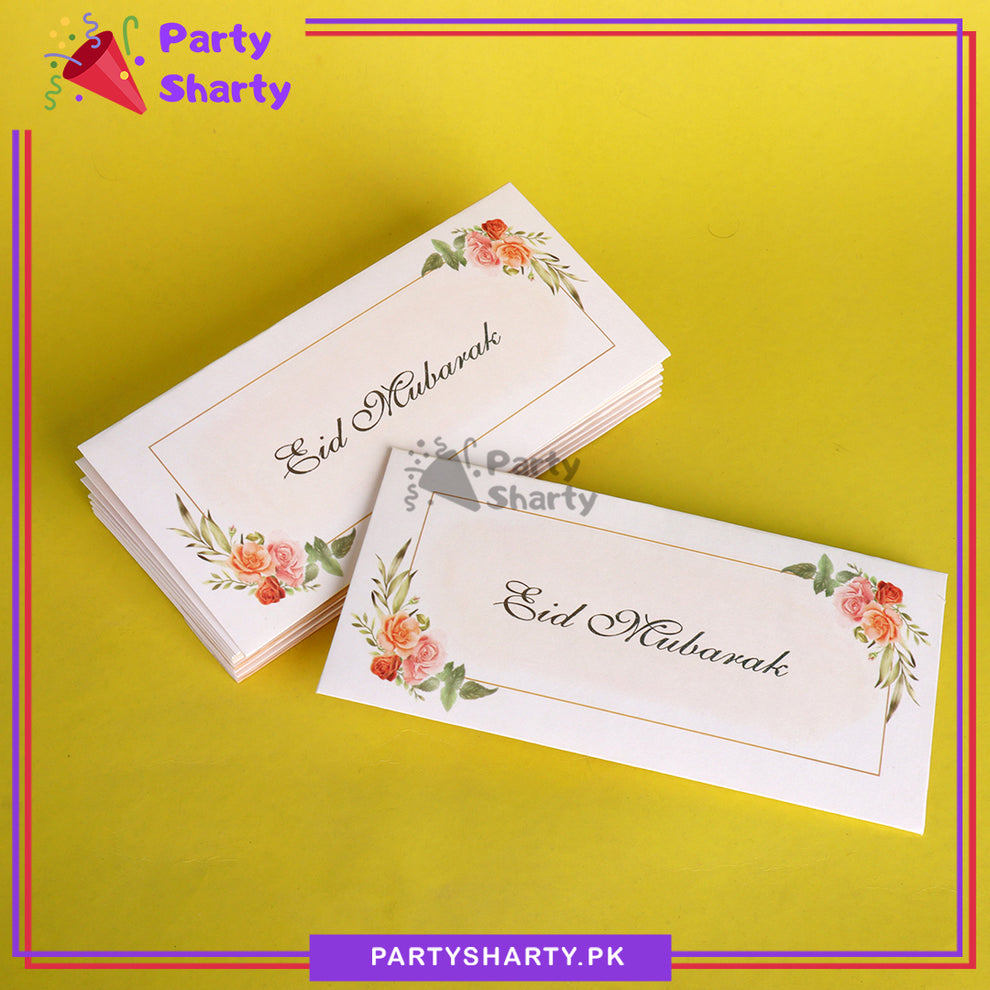 Golden Eid Mubarak Foil Printed Beautiful Eidi Envelopes (Pack 10) For Eid Celebration