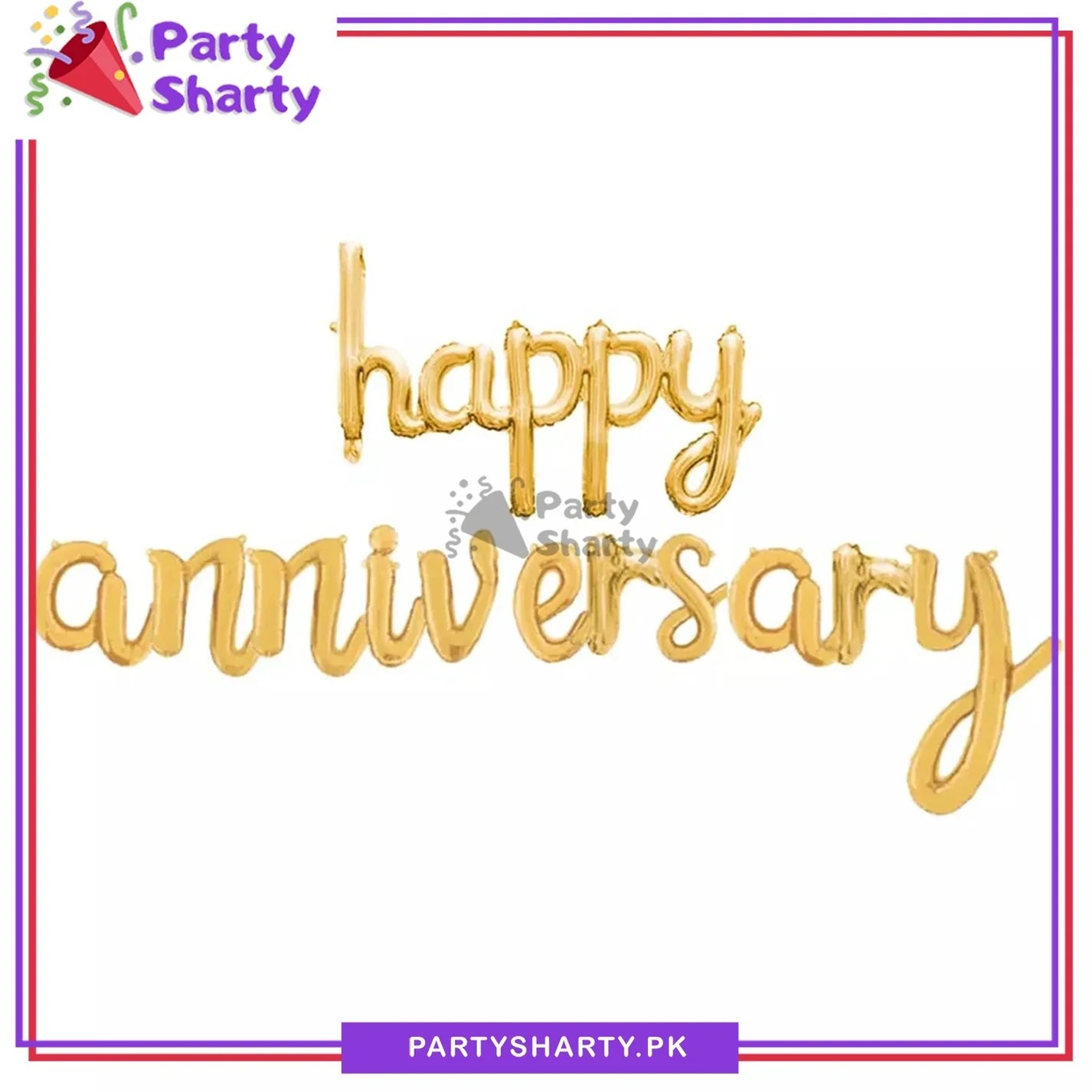 Happy Anniversary Scripted Foil Balloon Banner for Anniversary Celebration and Decoration