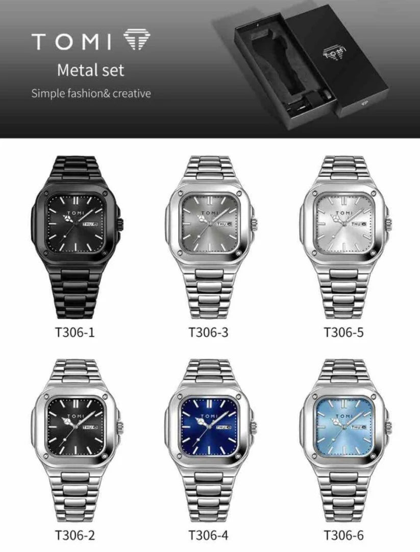 TOMI T-306 Chain Watch – Square Dial Business Style | Findsy.pk