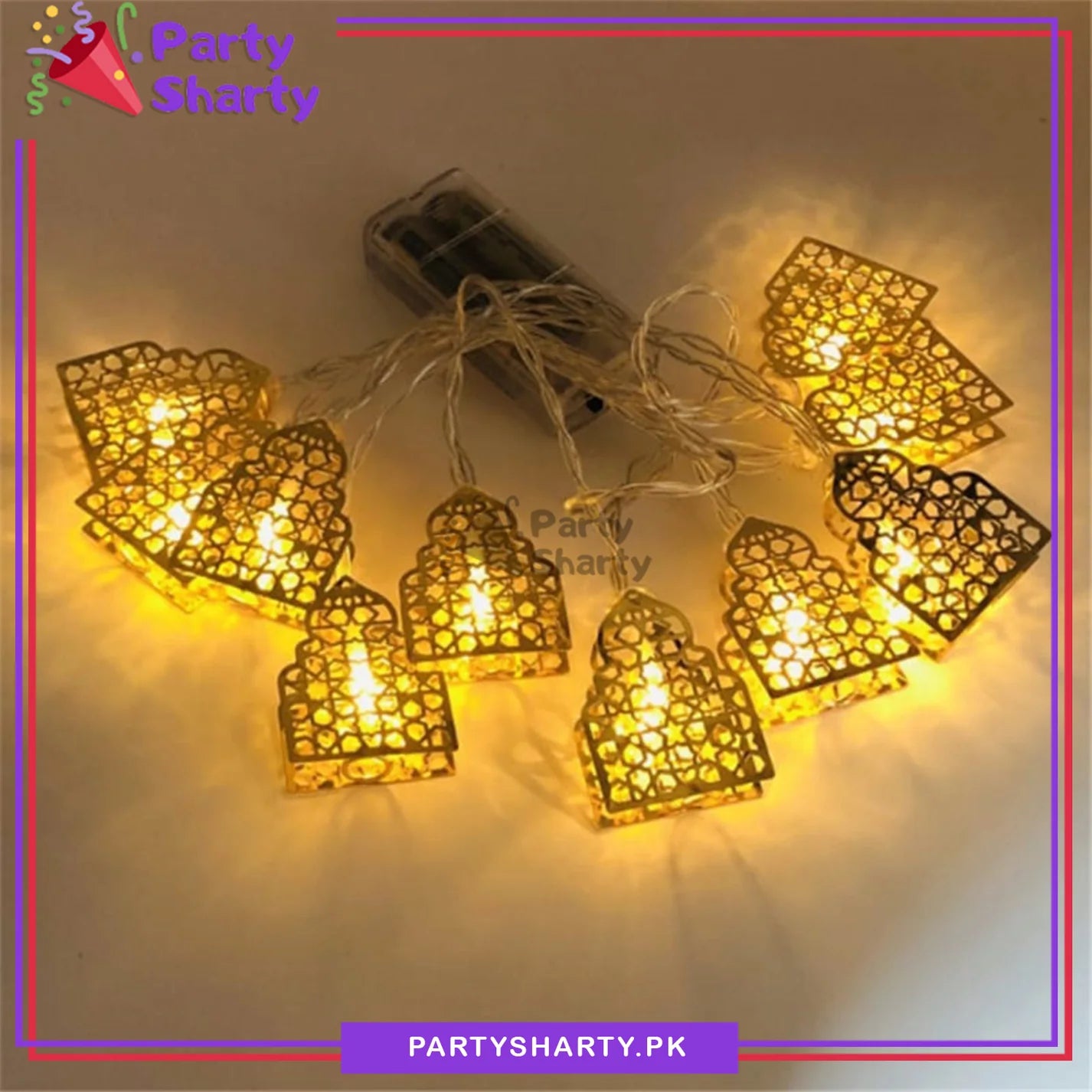 Electric Operated Ramadan / Eid Festive Led Metal String Lights For Ramadan Decoration
