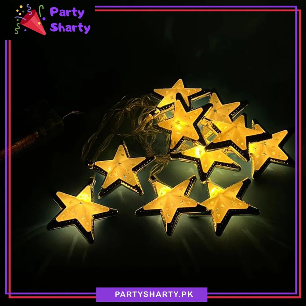 2AA Battery Operated 10 Star Warm LED Fairy Light For Ramadan & Eid Decoration