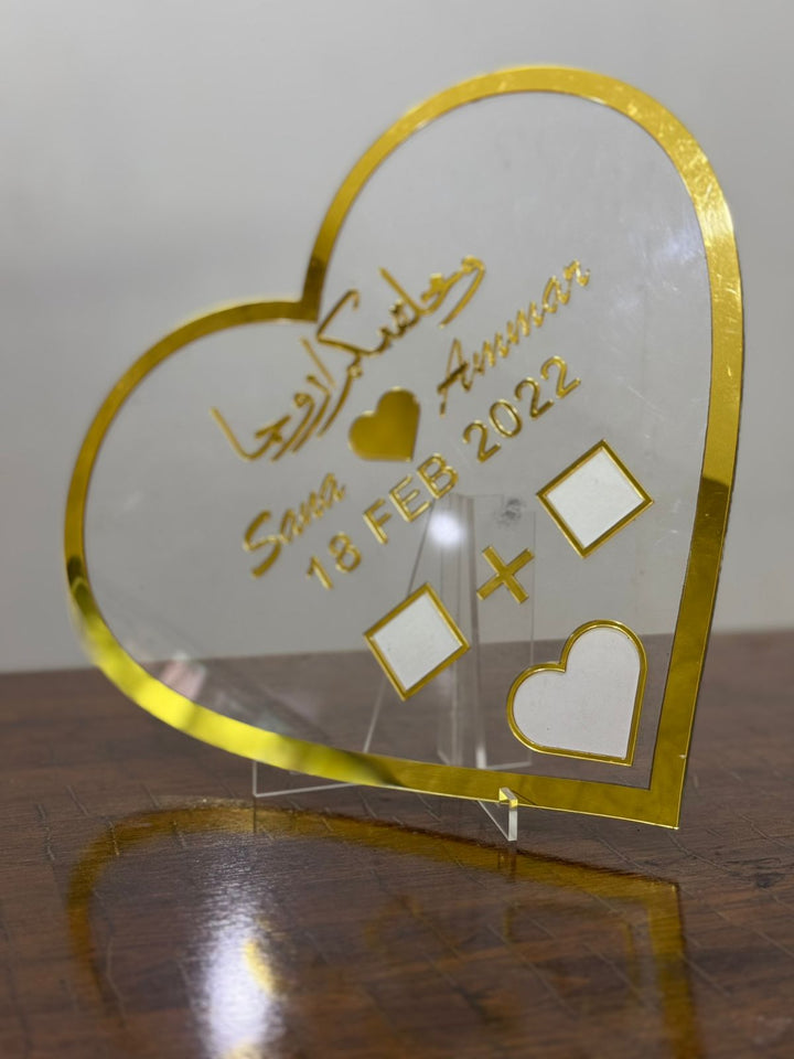 Nikkah Thumb Board – Customised Heart Shape