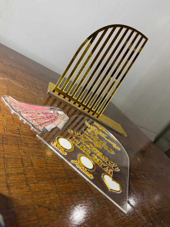 Nikah Thumb Board – Personalized for Wedding with Couple Stand