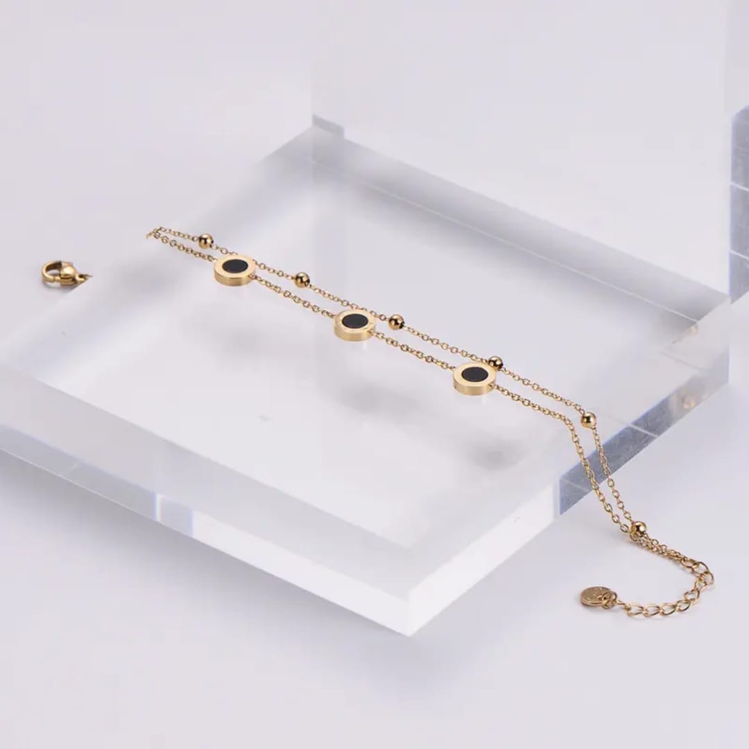 Stainless Steel Chain Link Bracelet – Double Layer Roman Numeral