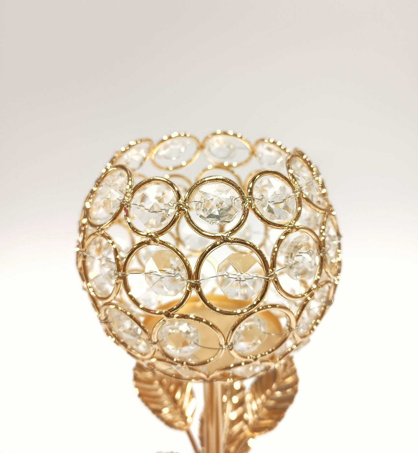 Gold Plated Crystal Candle Holder