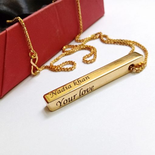 Customized Engraved 3D Bar Necklace