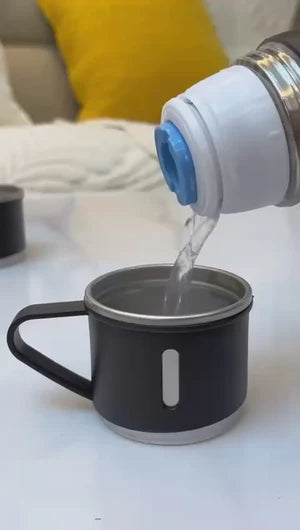 3 Cup Double-Layer Stainless Steel Vacuum Flask Set – 500ml | Findsy.pk