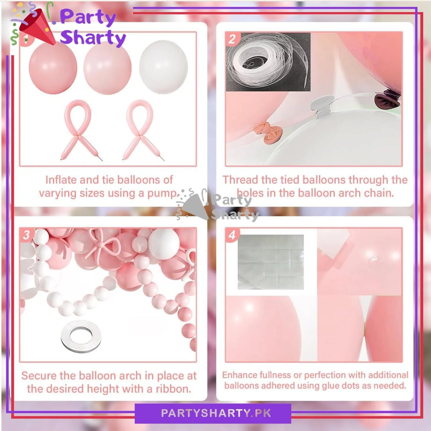 100pcs Pink Bow Long Balloons with Baby Pink, Pink & White Balloons Garland Theme Set For Bow Themed Party Decoration & Celebration