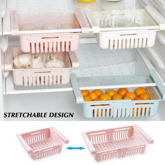 Stretchable Plastic Fridge Basket (Mix/Random colour)
