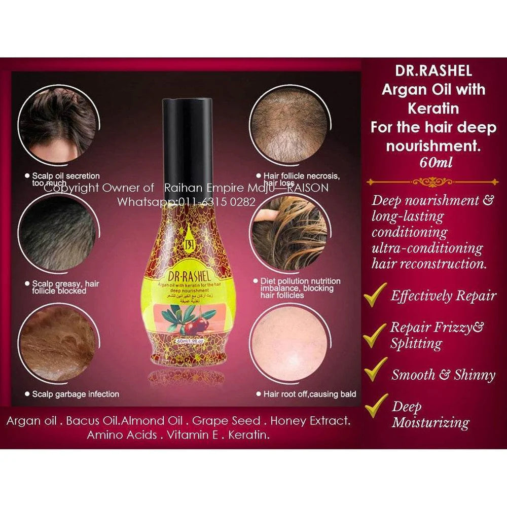 Dr Rashel Argan Oil Morroco With Keratin Hair Care Treatment Hair oil 60ml DRL-1018