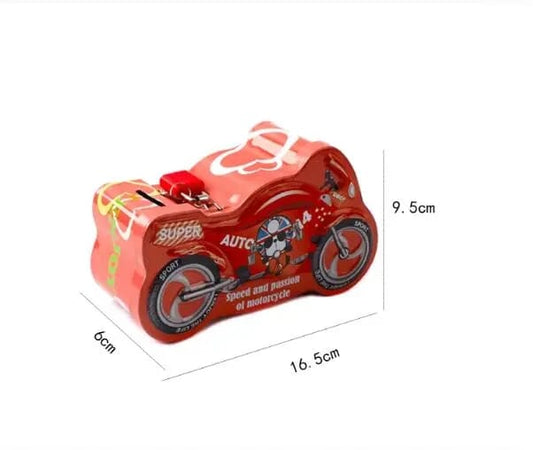 motorcycle cartoon piggy bank with lock