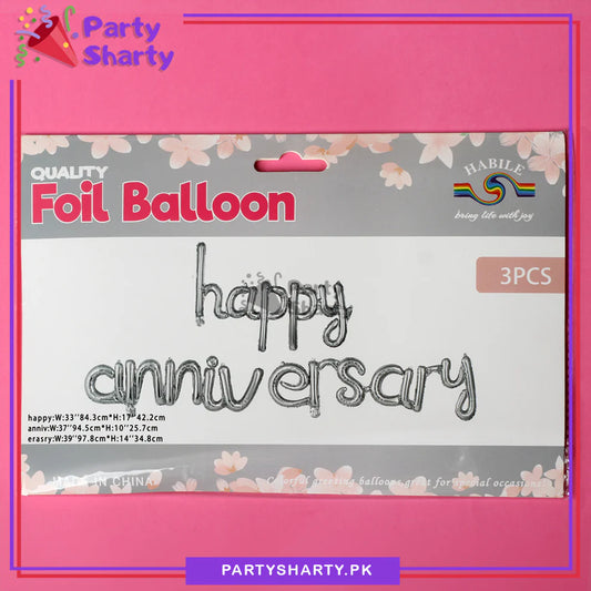 Happy Anniversary Scripted Foil Balloon Banner for Anniversary Celebration and Decoration