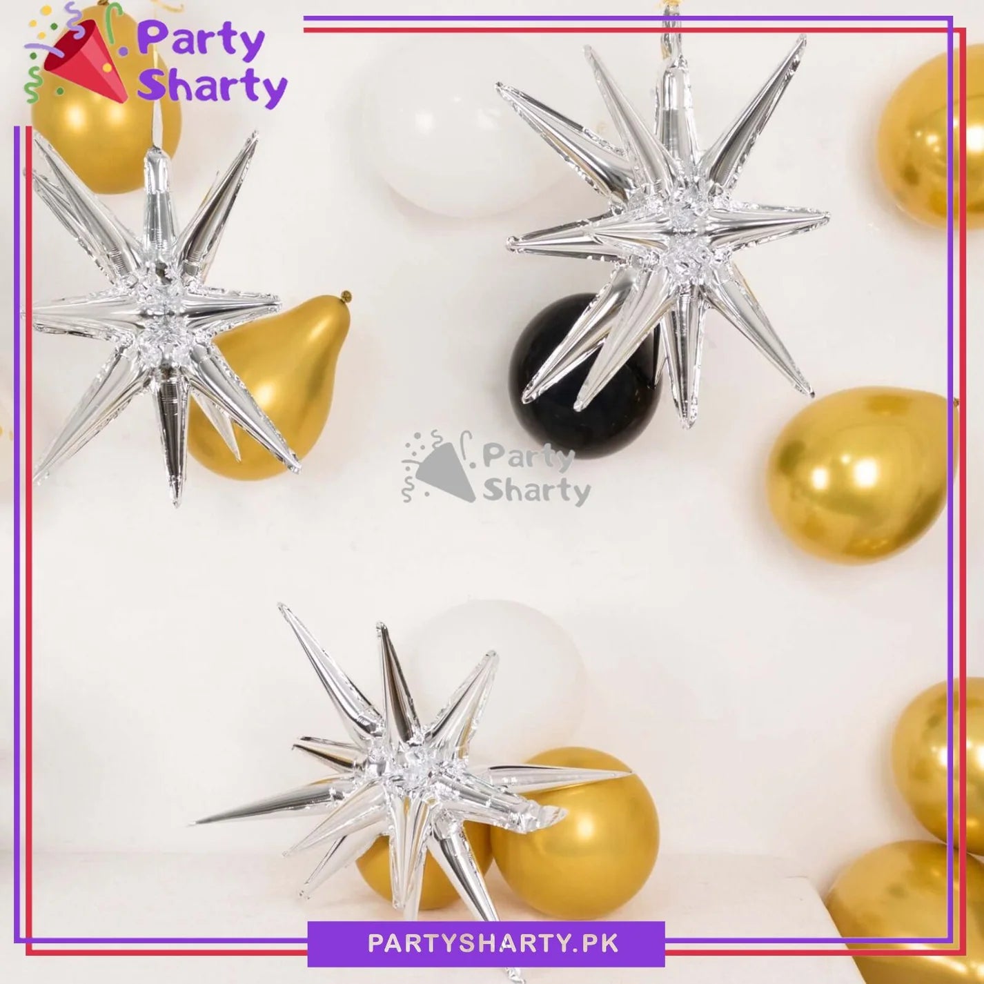 22inches Silver Exploding Stars Foil Balloon Birthday Party Wedding Decorations