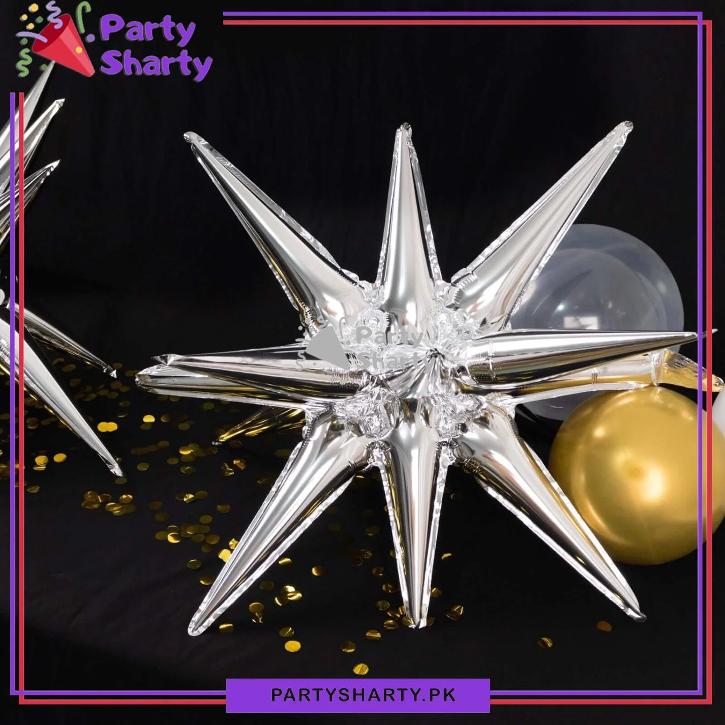 22inches Silver Exploding Stars Foil Balloon Birthday Party Wedding Decorations