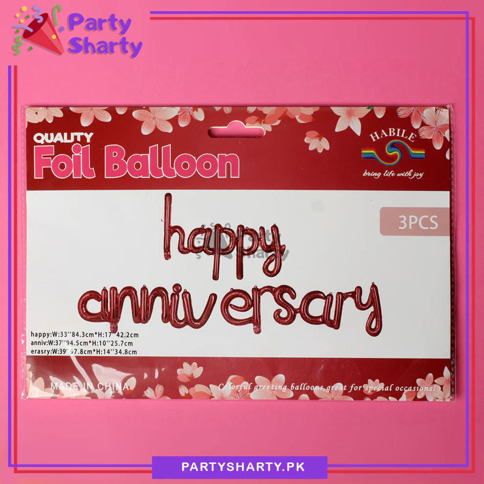 Happy Anniversary Scripted Foil Balloon Banner for Anniversary Celebration and Decoration