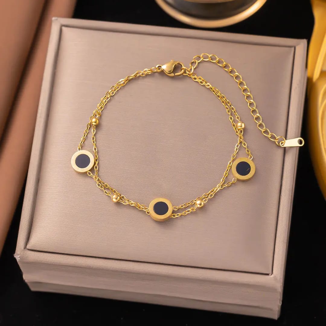 Stainless Steel Chain Link Bracelet – Double Layer Roman Numeral