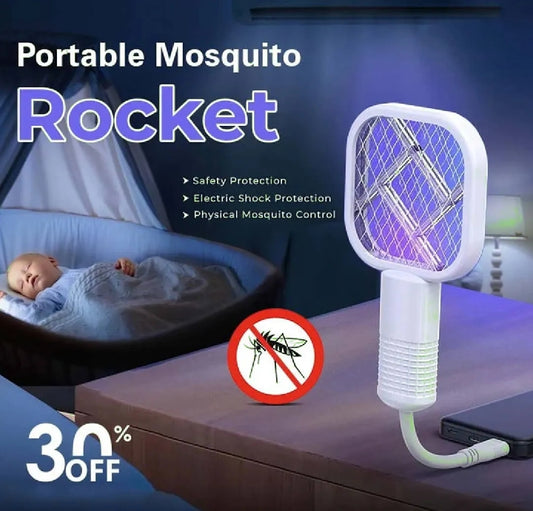 Pocket Size Mosquito Killer Racquet Lamp – USB Rechargeable Insect Killer | Findsy.pk