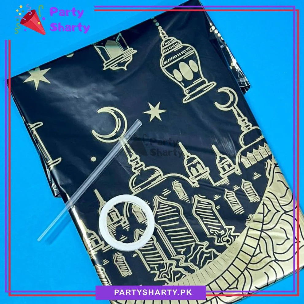 5pcs/set Golden & Black Eid Mubarak Crescent Moon Shape Foil Balloon For Eid Decoration & Celebration