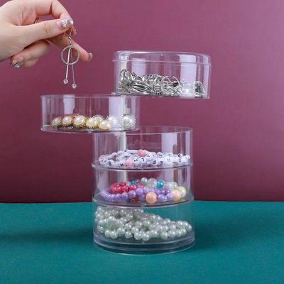 1 Pc Multi-Layer Transparent Rotation Jewelry Box