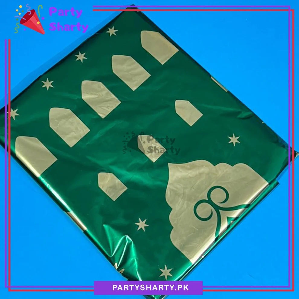 9pcs/set Green Ramadan Kareem Mosque Shape Foil with Balloons Set For Ramadan Decoration