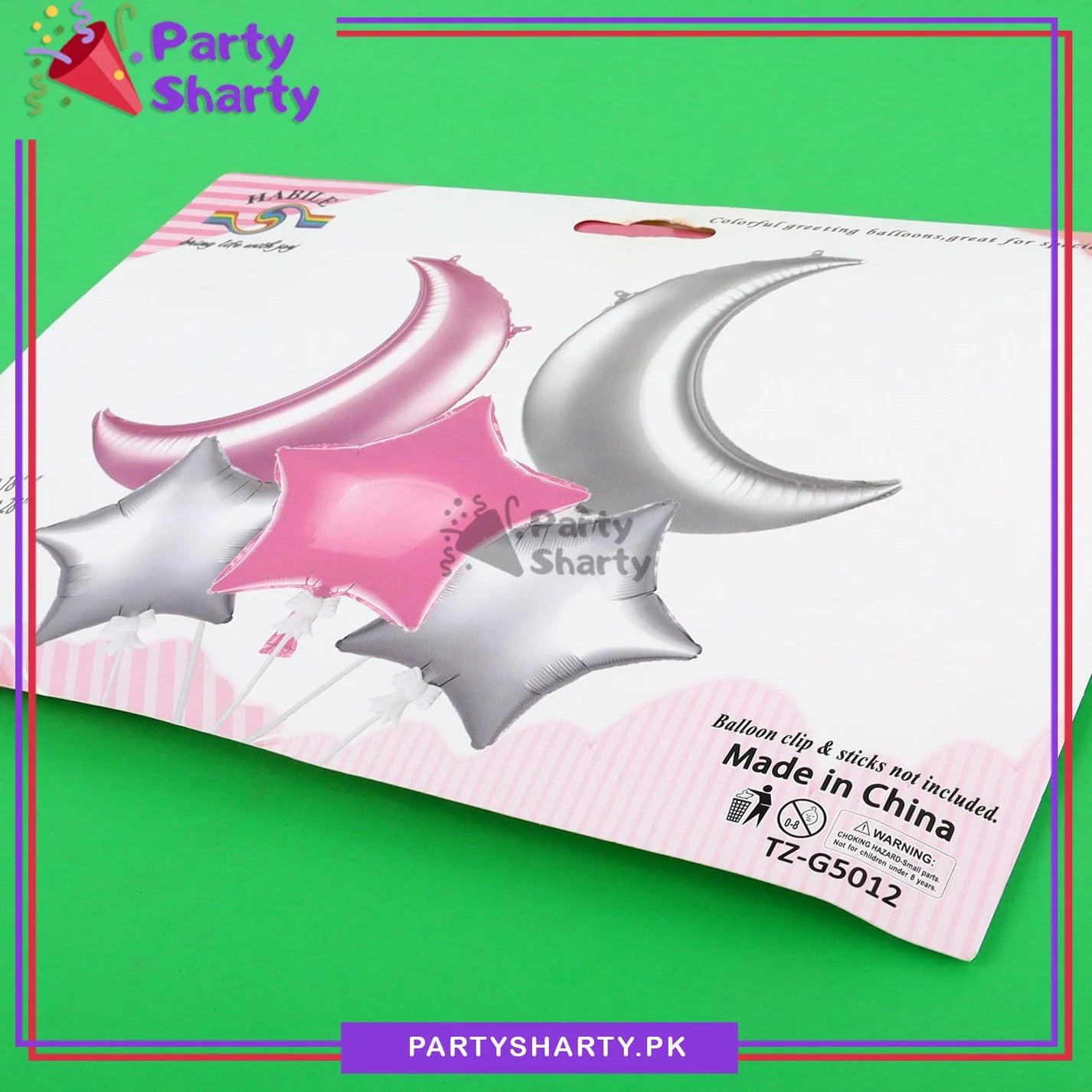 5pcs Crescent with Star Foil Balloons For Birthday Party Decoration and Celebration