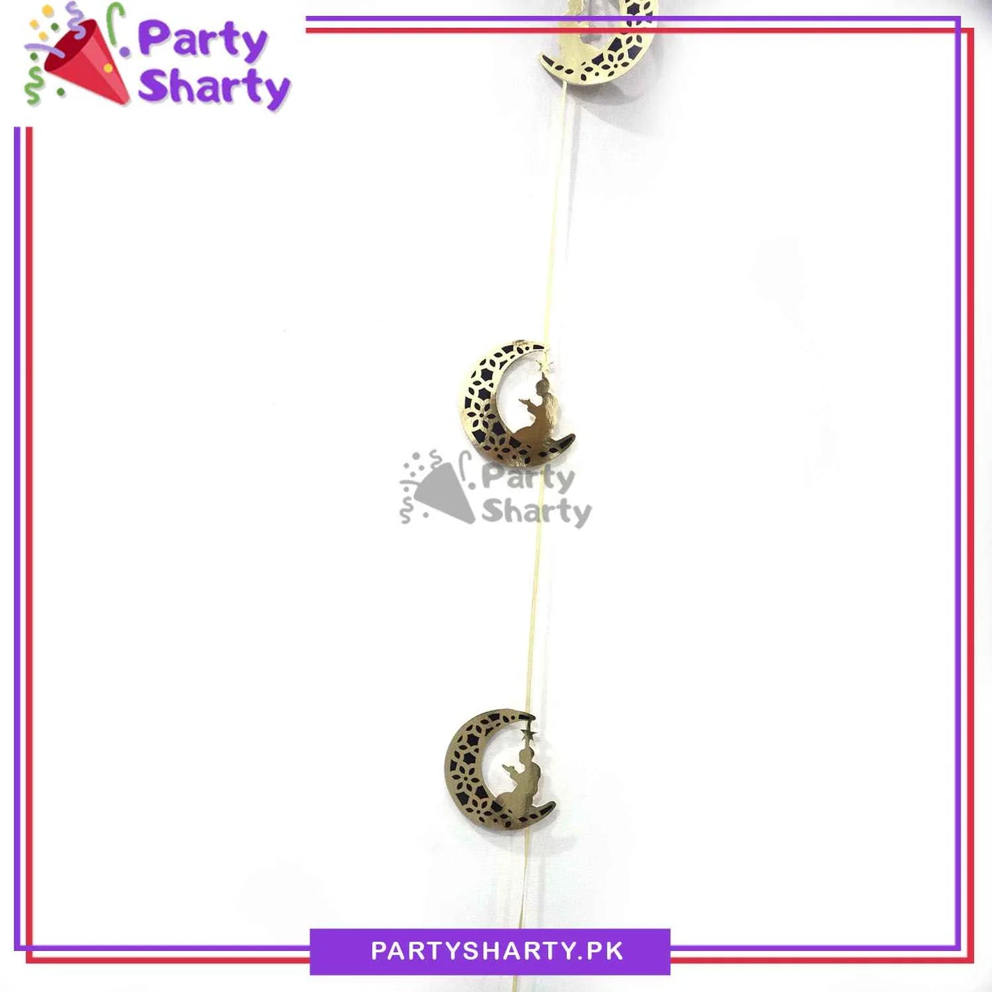 Crescent with Praying Guy Shaped Ramadan Kareem Bunting for Ramadan Mubarak & Iftar Party Decoration And Celebration