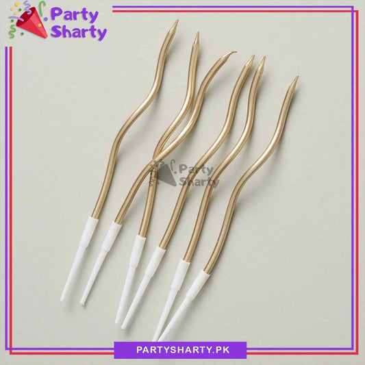 Champagne Gold Twisty Birthday Candles Set, Metallic Color Curly Candles Pack of 12