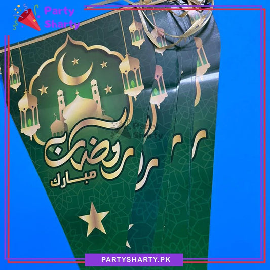 Green Ramadan Mubarak Party Flags Pack of 10 For Ramadan Decoration