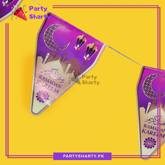 Purple Ramadan Kareem Party Flags – Pack of 10 | Ramadan Mubarak Theme Decoration | Findsy.pk