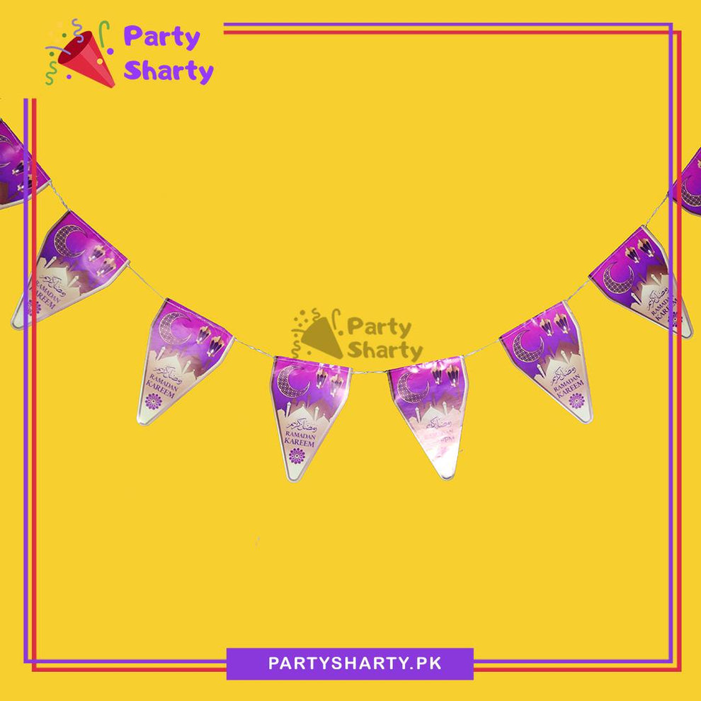 Purple Ramadan Kareem Party Flags – Pack of 10 | Ramadan Mubarak Theme Decoration | Findsy.pk