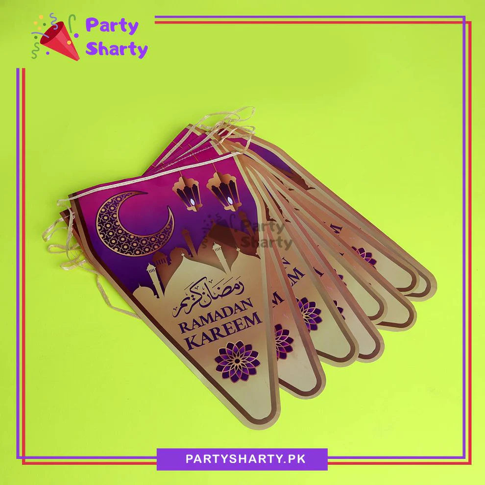 Purple Ramadan Kareem Party Flags – Pack of 10 | Ramadan Mubarak Theme Decoration | Findsy.pk