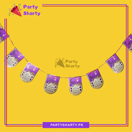 Purple Ramadan Kareem U-Shaped Card Banner For Ramadan Theme Decoration
