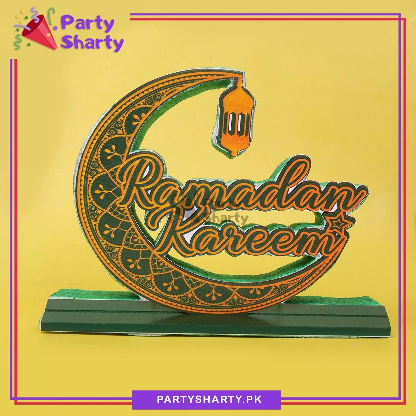 Ramadan Kareem Crescent Moon Shaped Thermocol Standee For Ramadan Mubarak Decoration and Celebrations