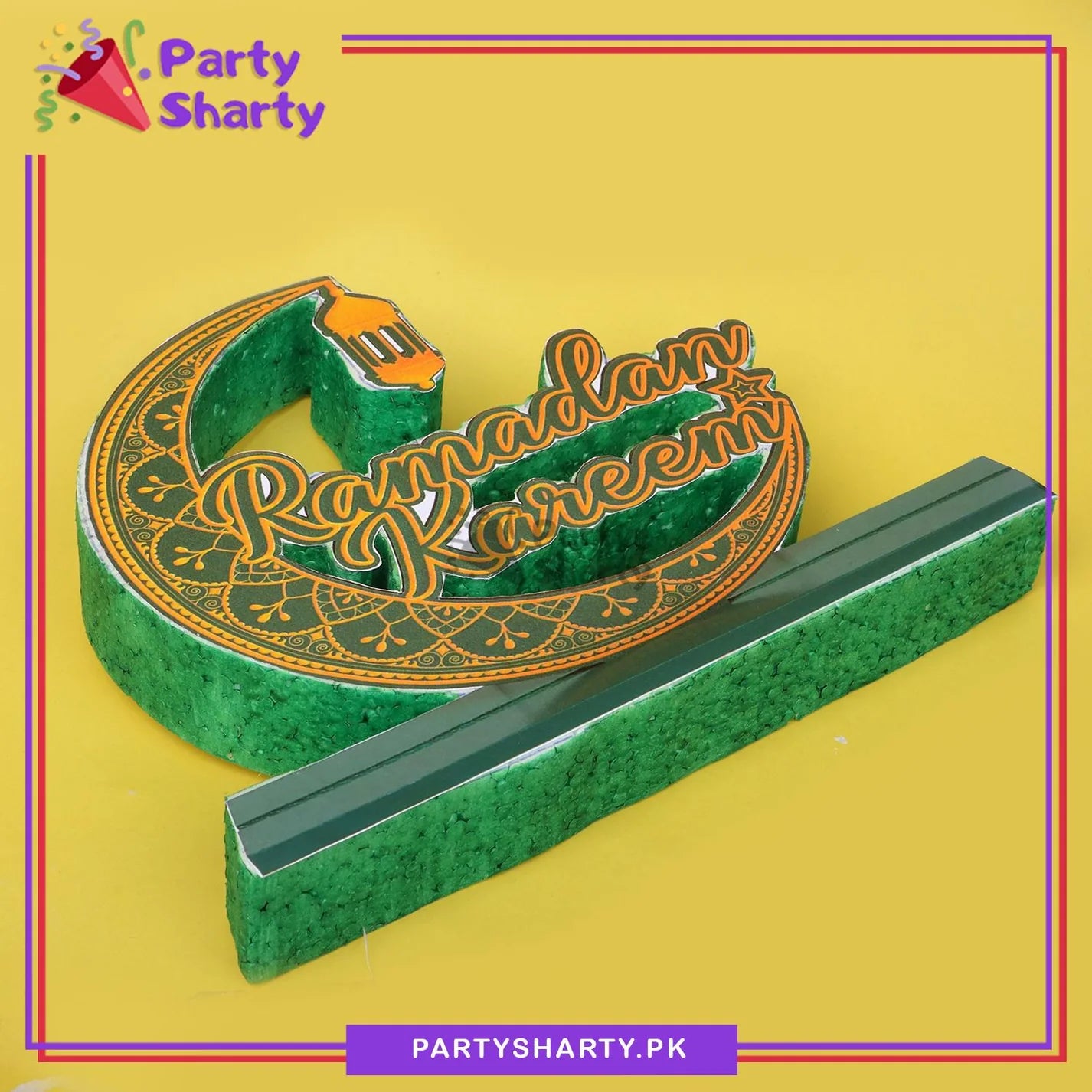 Ramadan Kareem Crescent Moon Shaped Thermocol Standee For Ramadan Mubarak Decoration and Celebrations