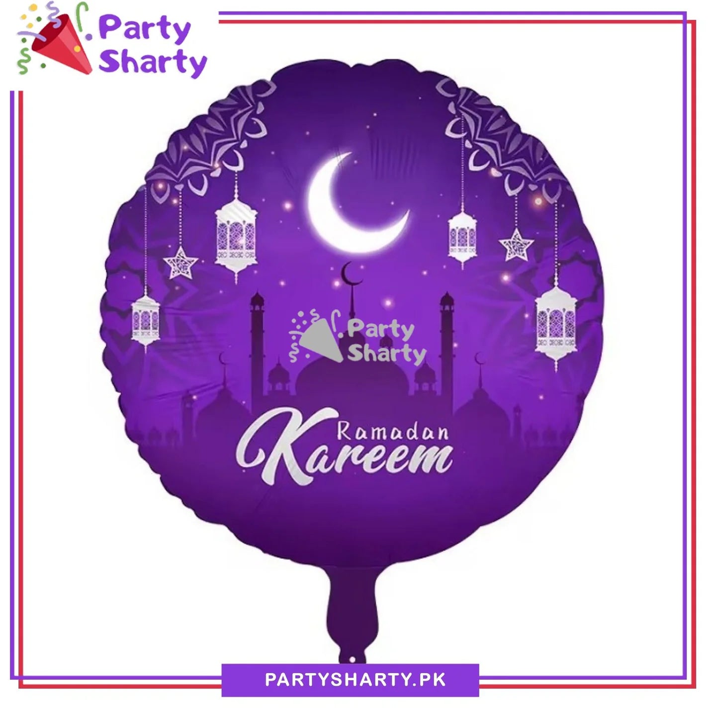 Ramadan Kareem Purple Round Foil Balloon For Ramadan Iftar Party Decoration and Celebration
