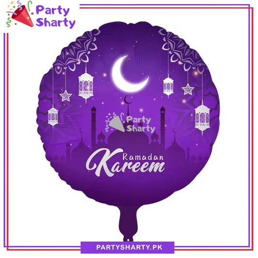 Ramadan Kareem Purple Round Foil Balloon For Ramadan Iftar Party Decoration and Celebration