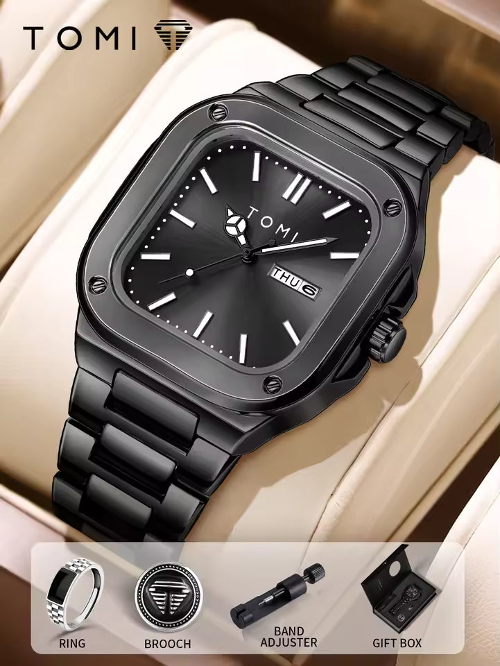 TOMI T-306 Chain Watch – Square Dial Business Style | Findsy.pk