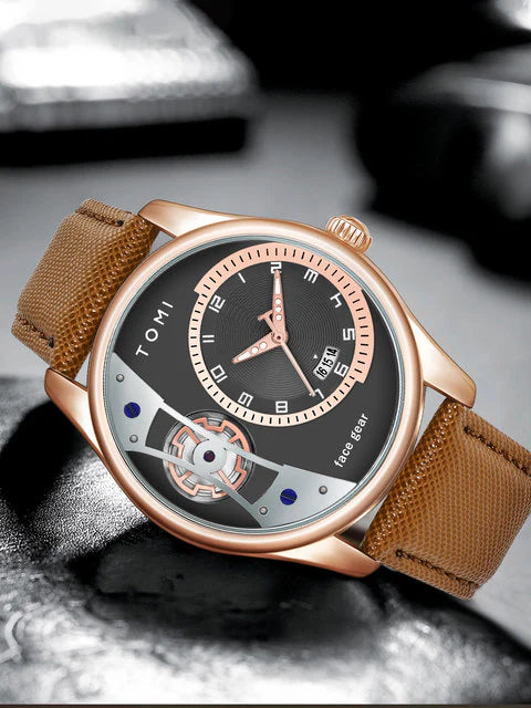 TOMI T-105 Face Gear Dual Strap Luxury Watch– Date Quartz Matching Pair | Findsy.pk