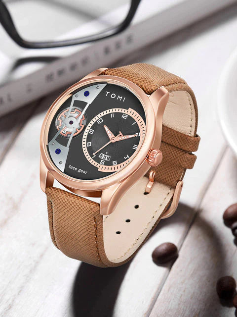 TOMI T-105 Face Gear Dual Strap Luxury Watch– Date Quartz Matching Pair | Findsy.pk