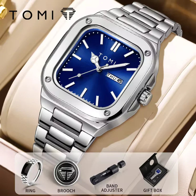 TOMI T-306 Chain Watch – Square Dial Business Style | Findsy.pk