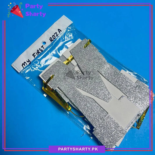 Silver Color My First Roza Letter Glitter Foamic Banner For Roza Khushai Party Decoration1`