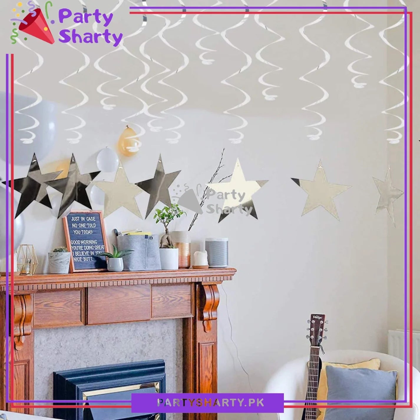 Star Shaped Swirls (Pack of 6) For Birthday Party and Decoration