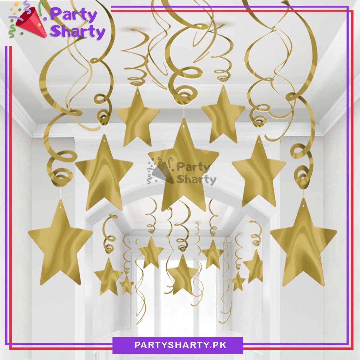 Star Shaped Swirls (Pack of 6) For Birthday Party and Decoration