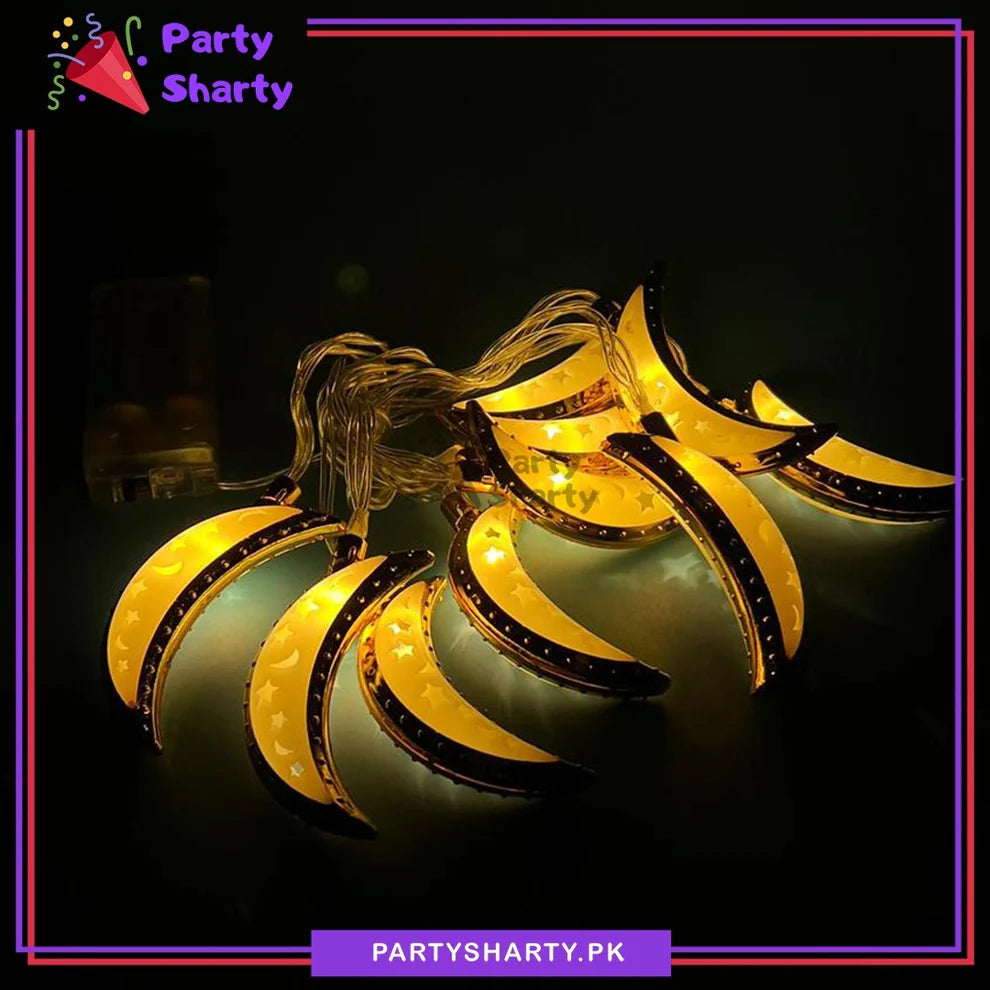 2AA Warm LED 10 Crescent Moon Fairy Light String For Room & Party Decoration
