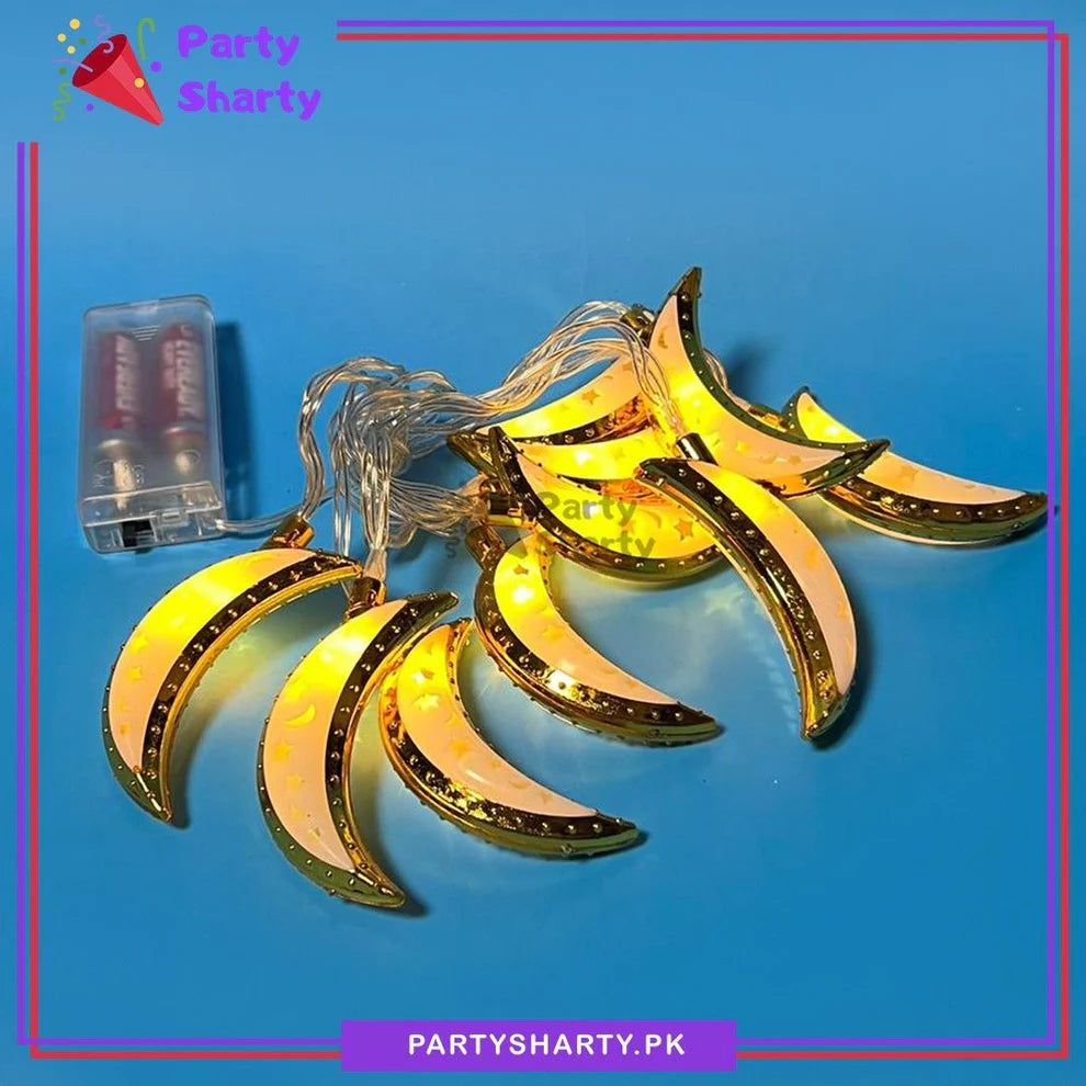 2AA Warm LED 10 Crescent Moon Fairy Light String For Room & Party Decoration