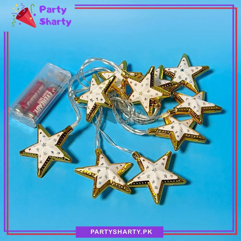 2AA Battery Operated 10 Star Warm LED Fairy Light For Ramadan & Eid Decoration