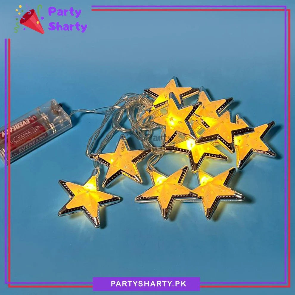 2AA Battery Operated 10 Star Warm LED Fairy Light For Ramadan & Eid Decoration