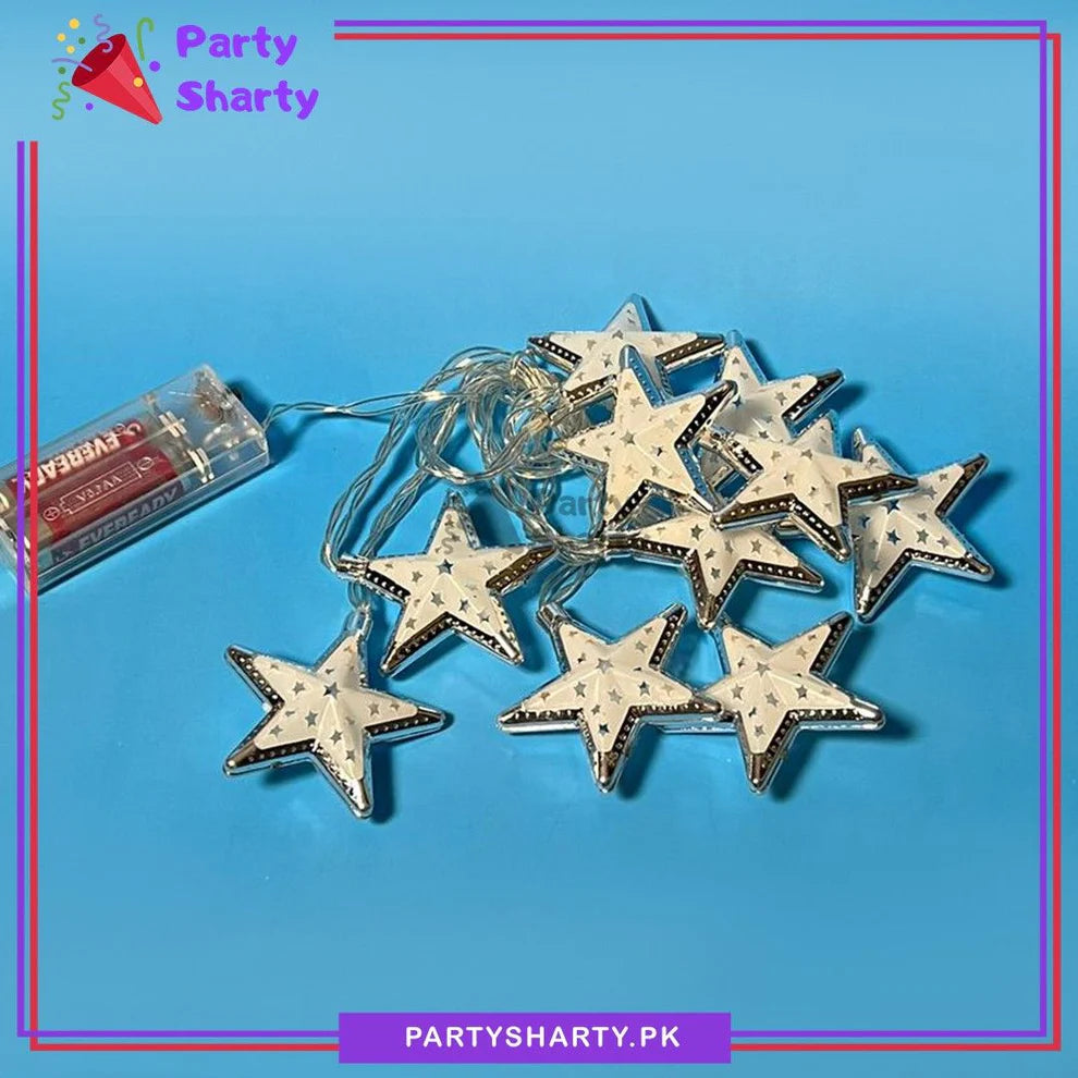 2AA Battery Operated 10 Star Warm LED Fairy Light For Ramadan & Eid Decoration